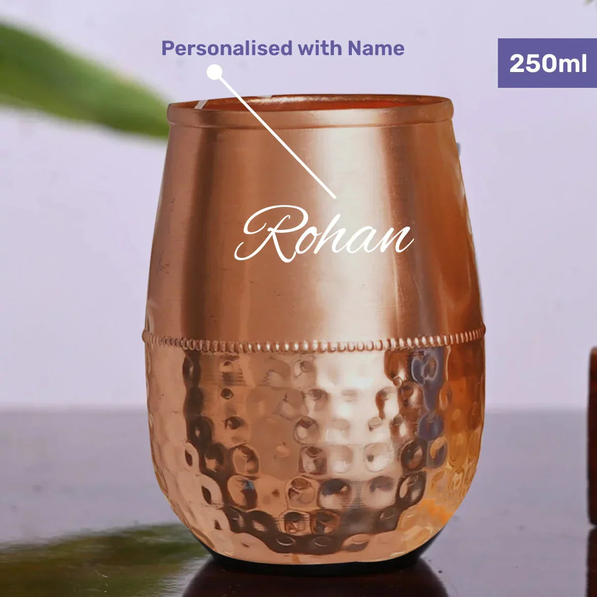 Customized Diwali Gift Combo- 2 Copper glass jar, Almonds (101g),Metal Candle-Golden