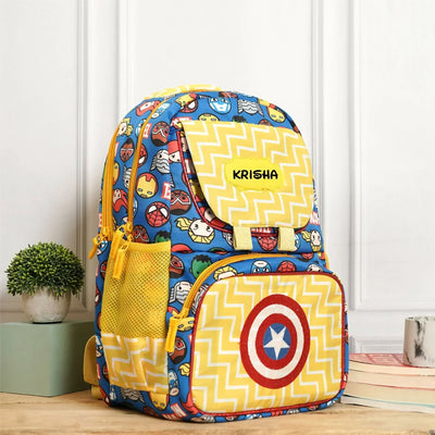 Your Gift Studio Marvel Print Kids Backpack, Tiffin, Fork, Spoon & Bottle Set Customised Hamper