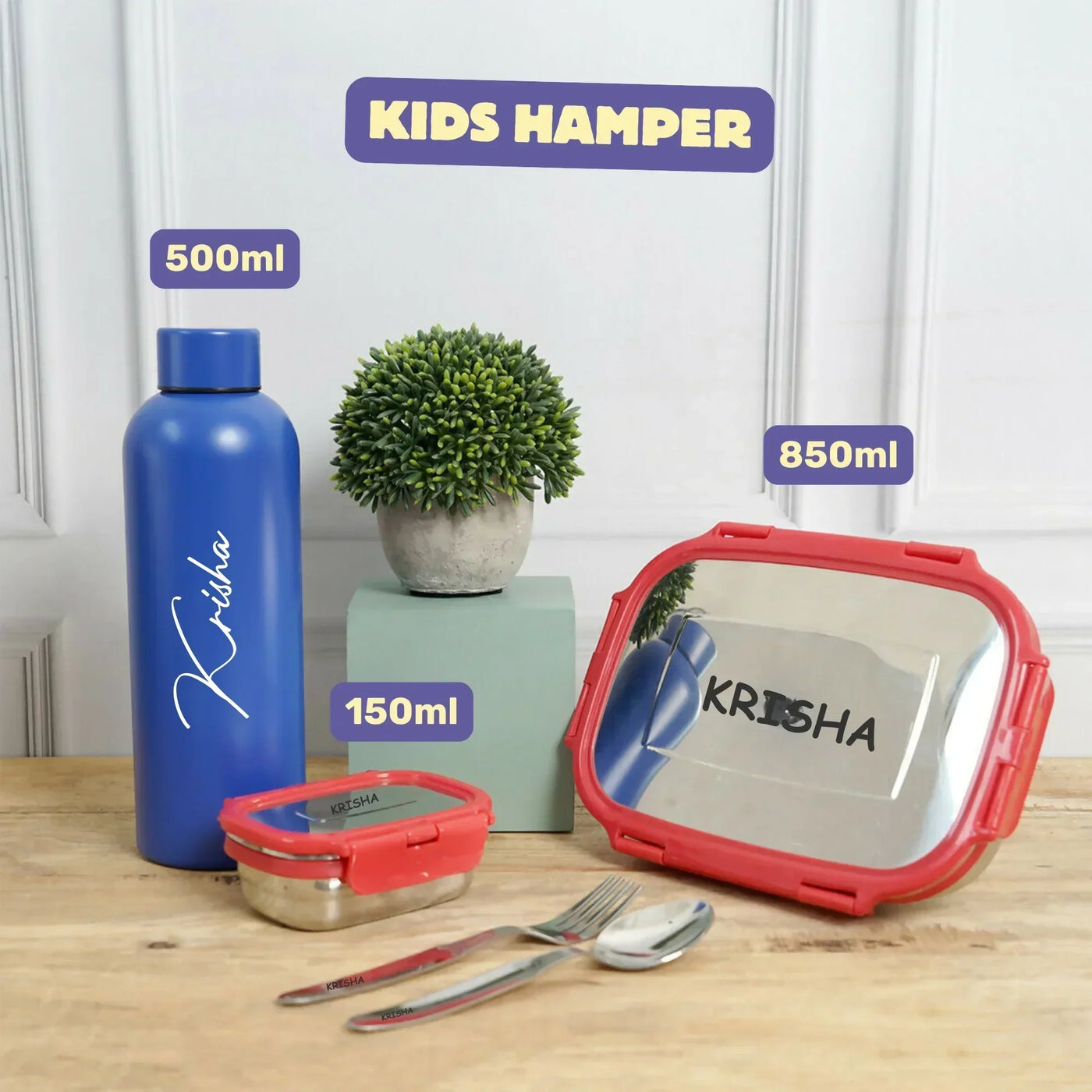 Your Gift Studio Space Print Kids Backpack, Tiffin, Fork, Spoon & Bottle Customised Hamper