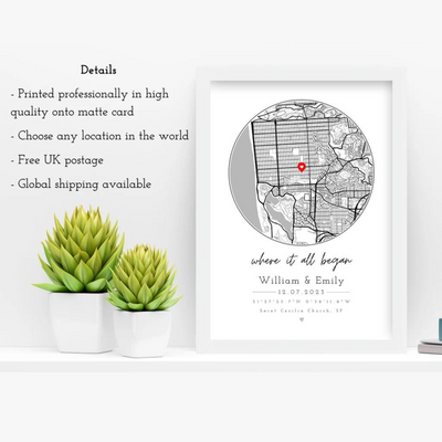 First Date Frame - Personalized Wedding  Anniversary Gift