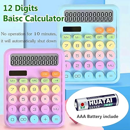 Dexin BST DX-818 Electronic Calculator - 12 Digits with Large LCD - Works on Battery as well as Solar Power