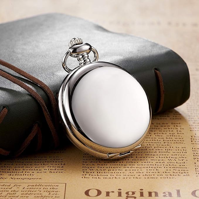 Antique Steel-Polished Pocket Watch Keychain