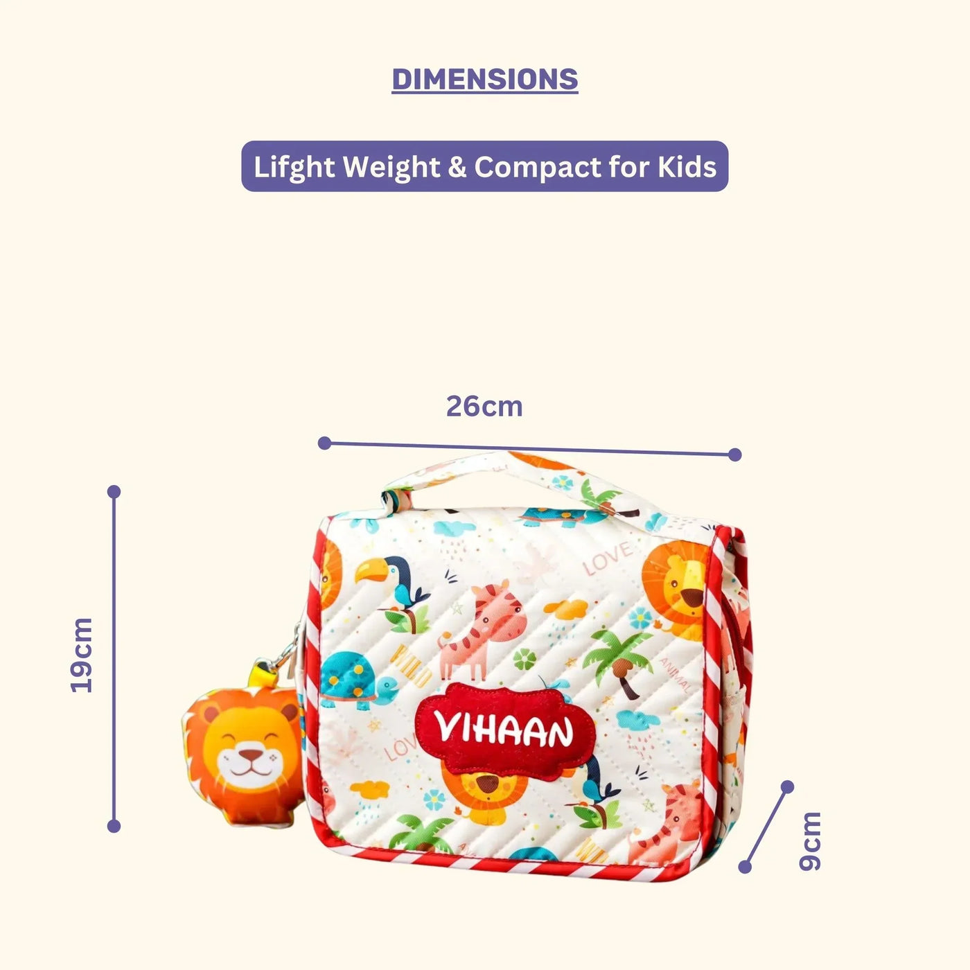 Your Gift Studio Animal Print Customised Multipurpose Travel Kit For Kids (Red)