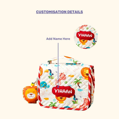 Your Gift Studio Animal Print Customised Multipurpose Travel Kit For Kids (Red)