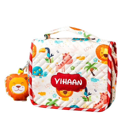 Your Gift Studio Animal Print Customised Multipurpose Travel Kit For Kids (Red)