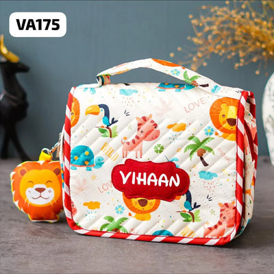 Your Gift Studio Animal Print Customised Multipurpose Travel Kit For Kids (Red)