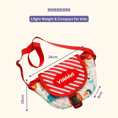 Your Gift Studio Animal Print Kids Customised Sling Bag (Red)