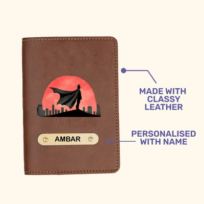 Batman Print Personalised Nexon Passport Cover - Brown