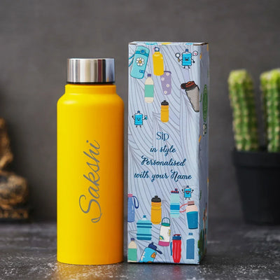 Personalized Classic Couple Water Bottle - Yellow-DS5