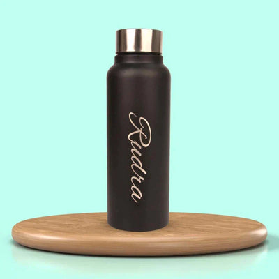 Customized Perfect Water Bottle and Eyewear Case - Black