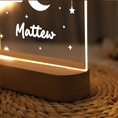 Kids Night Lights - Personalized Moon Star Clouds Nursery Decor Lamp