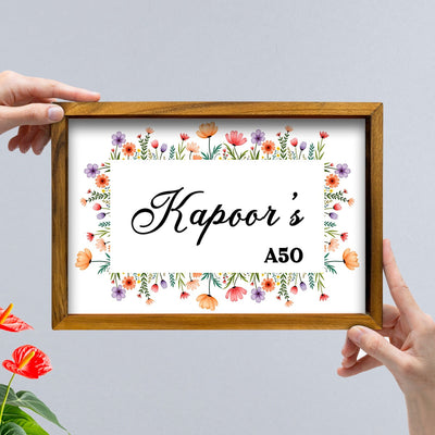 Customized 3D Floral Printed Name Plate With Frame