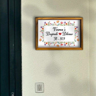 Customized 3D Floral Printed Name Plate With Frame