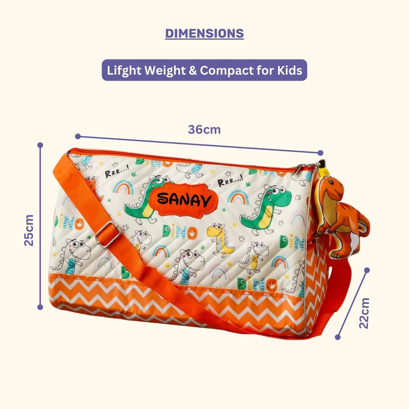 Your Gift Studio Dinosaur Print Kids Customised Duffle Bag