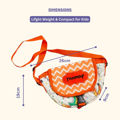 Your Gift Studio Dinosaur Print Kids Customised Sling Bag (Orange)