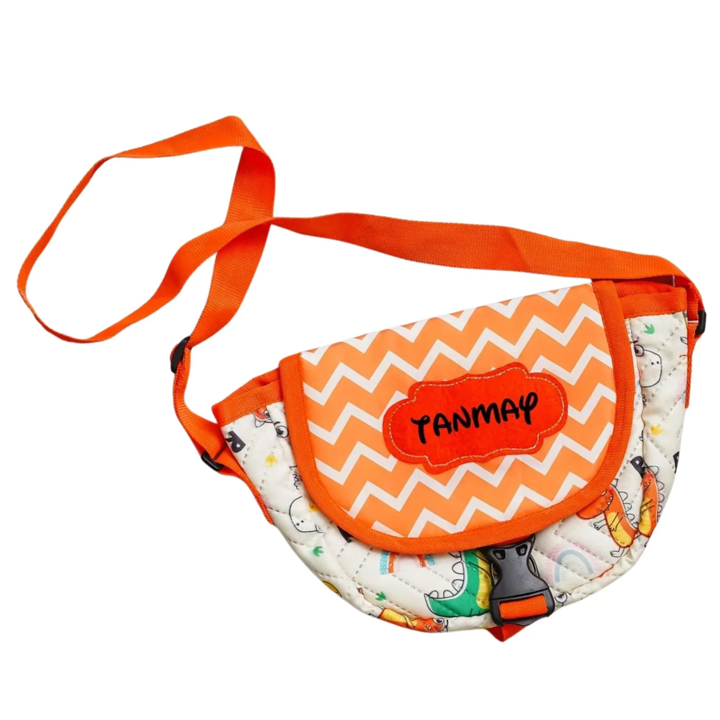Your Gift Studio Dinosaur Print Kids Customised Sling Bag (Orange)