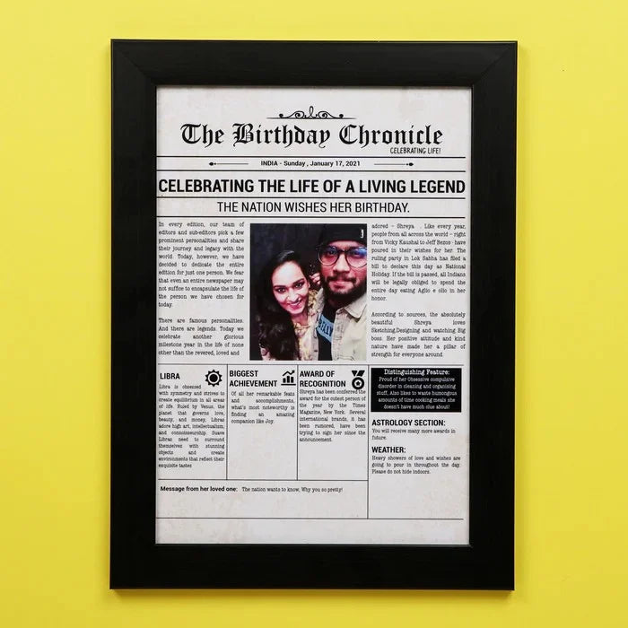 Your Gift Studio Birthday Chronicle Personalised Frame