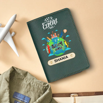 Travel Print Personalised Nexon Passport Cover 4 - Olive Green