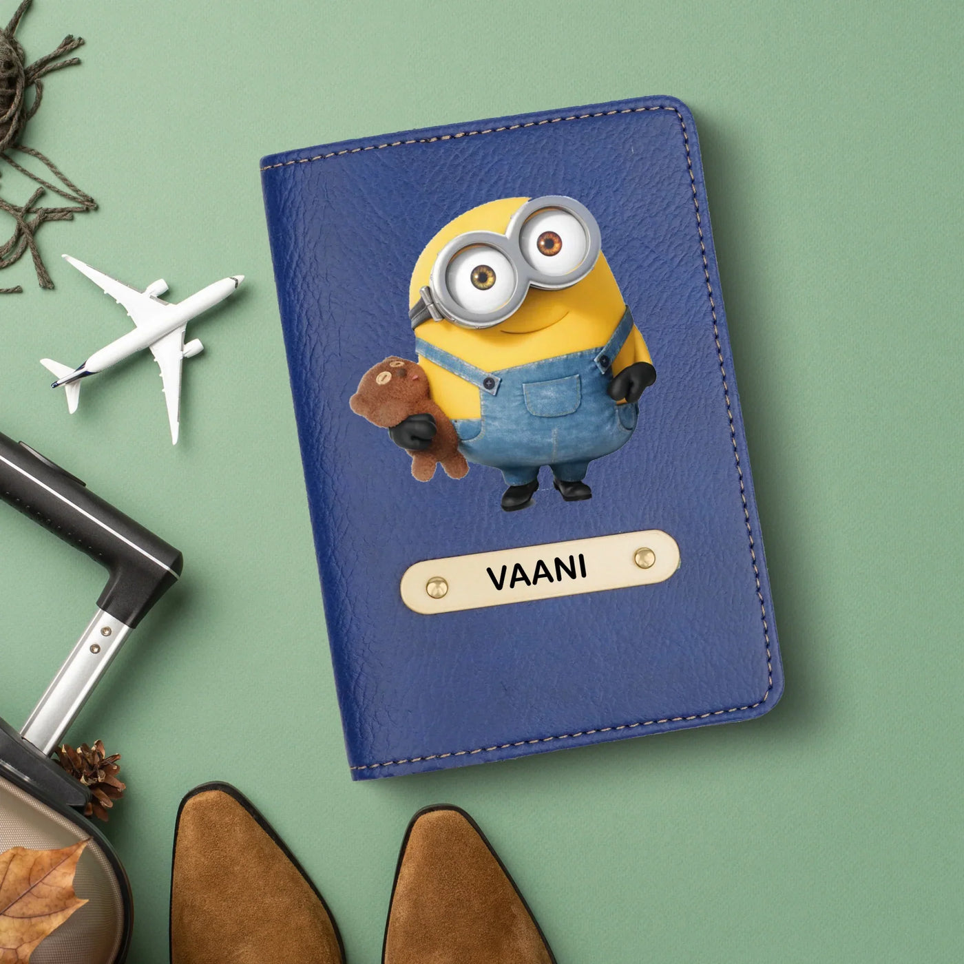Minion Print Personalised Nexon Passport Cover - Blue