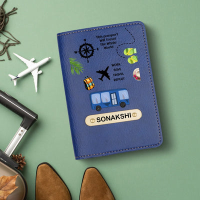 Travel Print Personalised Nexon Passport Cover 6 - Blue