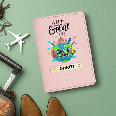 Travel Print Personalised Nexon Passport Cover 7 - Pink