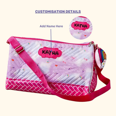 Your Gift Studio Ice Cream Print Kids Customised Duffle Bag (Pink)