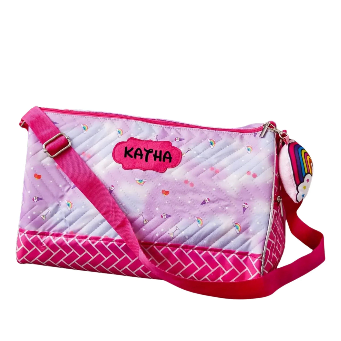 Your Gift Studio Ice Cream Print Kids Customised Duffle Bag (Pink)