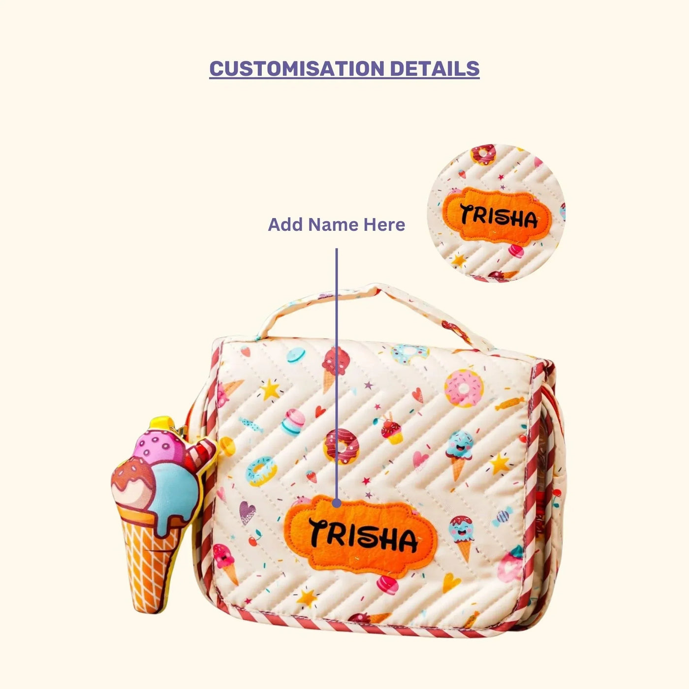 Your Gift Studio Ice Cream-Themed Customised Multipurpose Travel Kit For Kids (Orange)