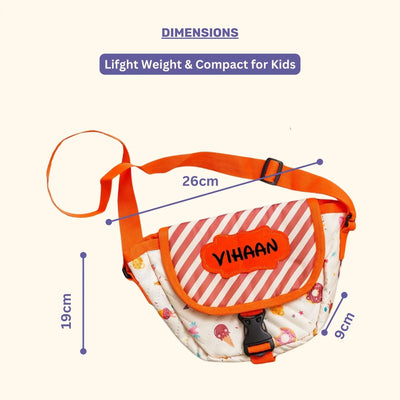 Your Gift Studio Ice Cream Print Kids Customised  Sling Bag (Orange)