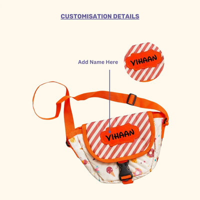 Your Gift Studio Ice Cream Print Kids Customised  Sling Bag (Orange)