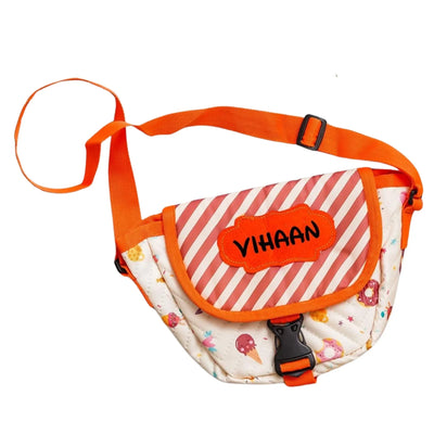 Your Gift Studio Ice Cream Print Kids Customised  Sling Bag (Orange)