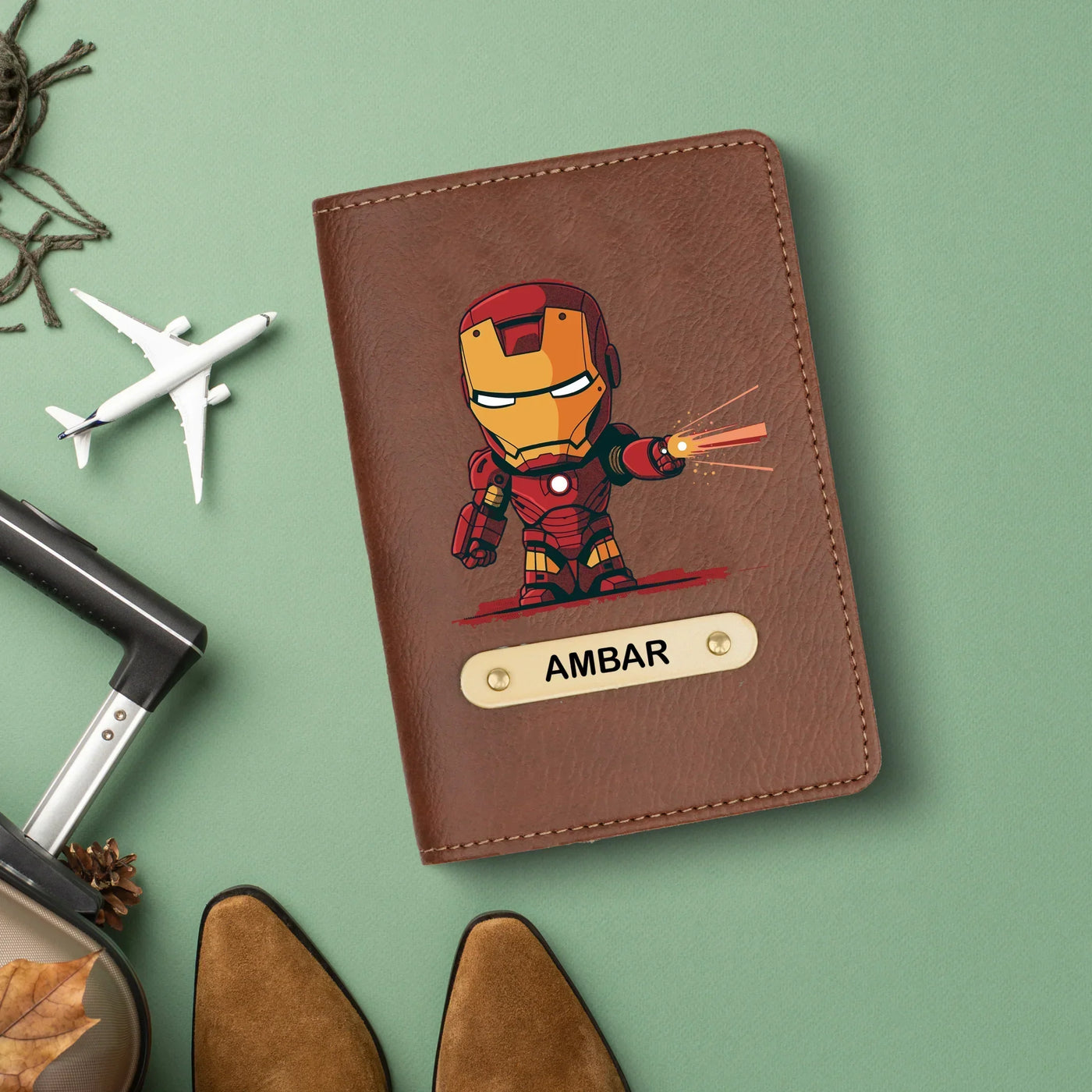 Iron Man 2 Print Personalised Nexon Passport Cover - Brown