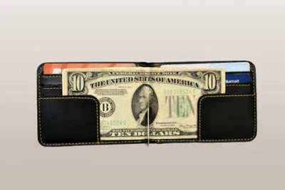 Personalized Perfect Unisex Money Clip and Classy Water Bottle - Black