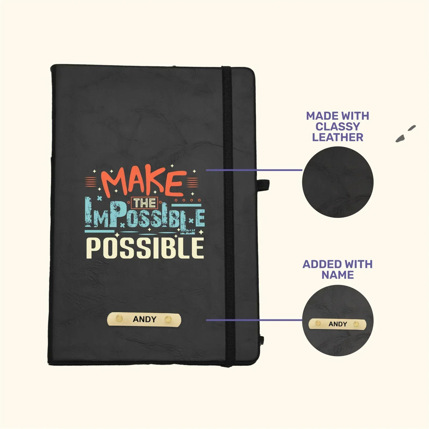 Make the Impossible Possible Hard Cover Diary - Black