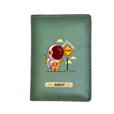 Next Stop Fun Print Personalised Nexon Passport Cover - Olive Green
