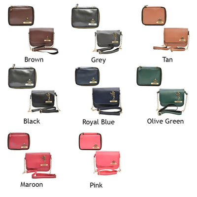 Personalized Mini make up kit + Chained Sling bag - Tan