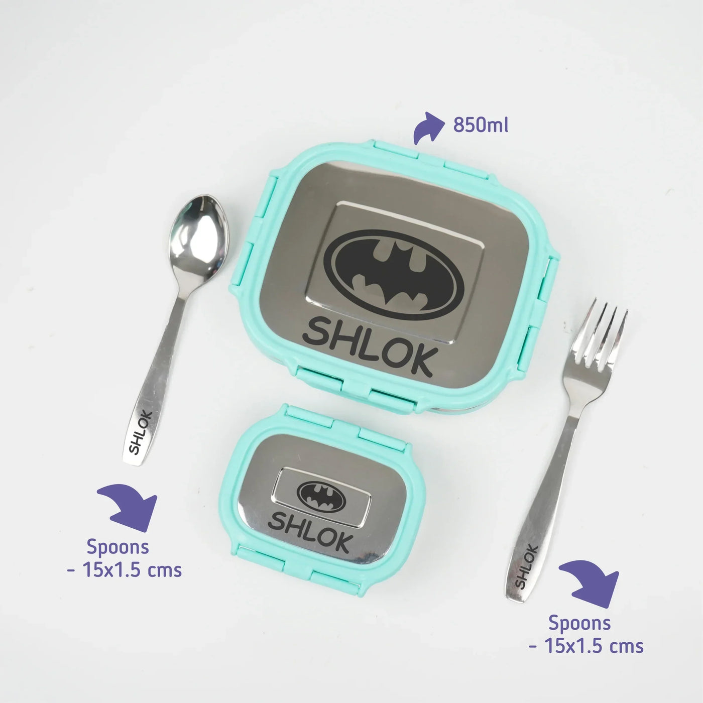 Personalised Engraved Tiffin Box Set (2pcs) - Large - Light Green