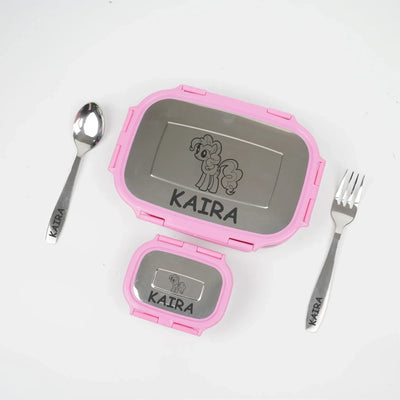 Personalised Engraved Tiffin Box Set (2pcs) - Large - Pink