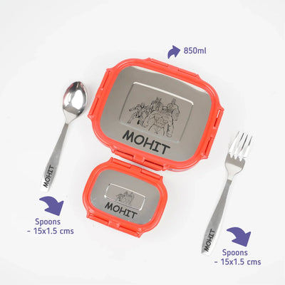 Personalised Engraved Tiffin Box Set (2pcs) - Large - Red