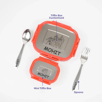 Personalised Engraved Tiffin Box Set (2pcs) - Large - Red