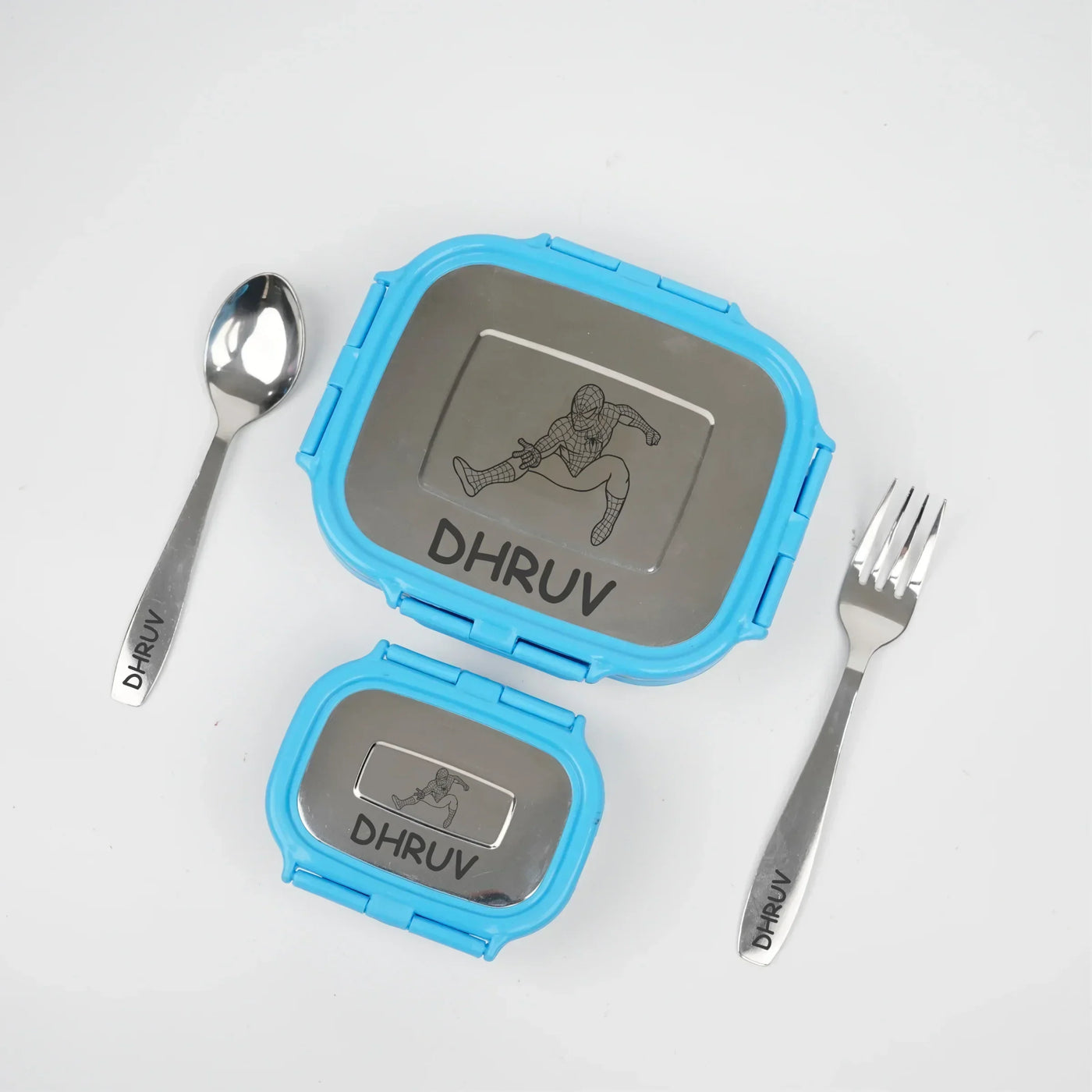 Personalised Engraved Tiffin Box Set (2pcs) - Large - Blue
