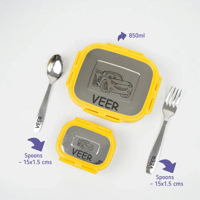 Personalised Engraved Tiffin Box Set (2pcs) - Large - Yellow