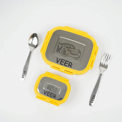 Personalised Engraved Tiffin Box Set (2pcs) - Large - Yellow