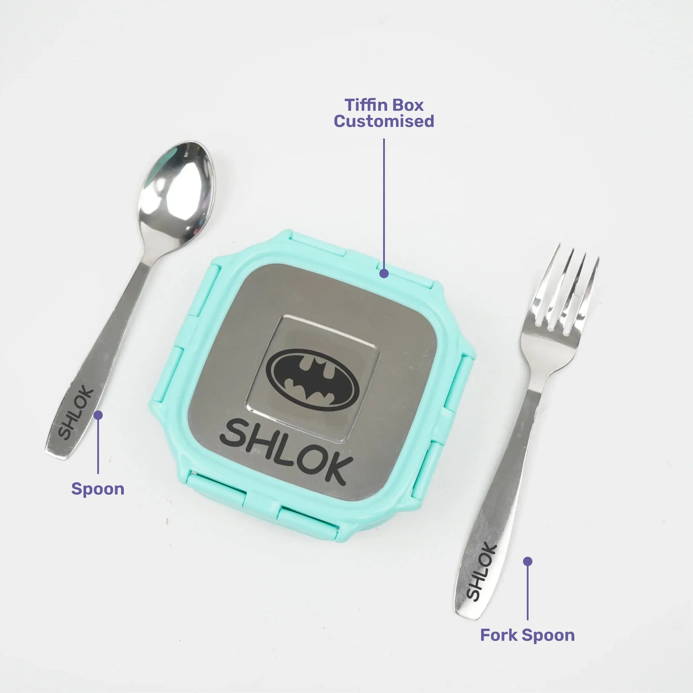 Personalised Engraved Tiffin Box Set - Medium - Light Green