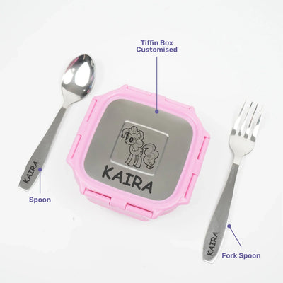 Personalised Engraved Tiffin Box Set - Medium - Pink