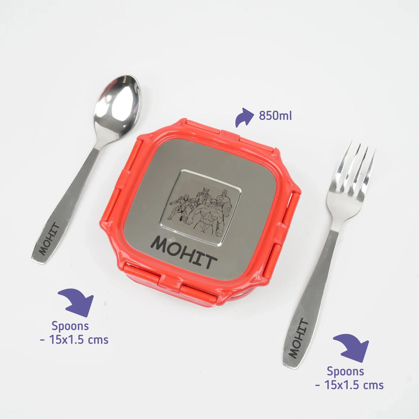 Personalised Engraved Tiffin Box Set - Medium - Red