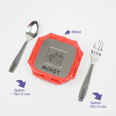 Personalised Engraved Tiffin Box Set - Medium - Red