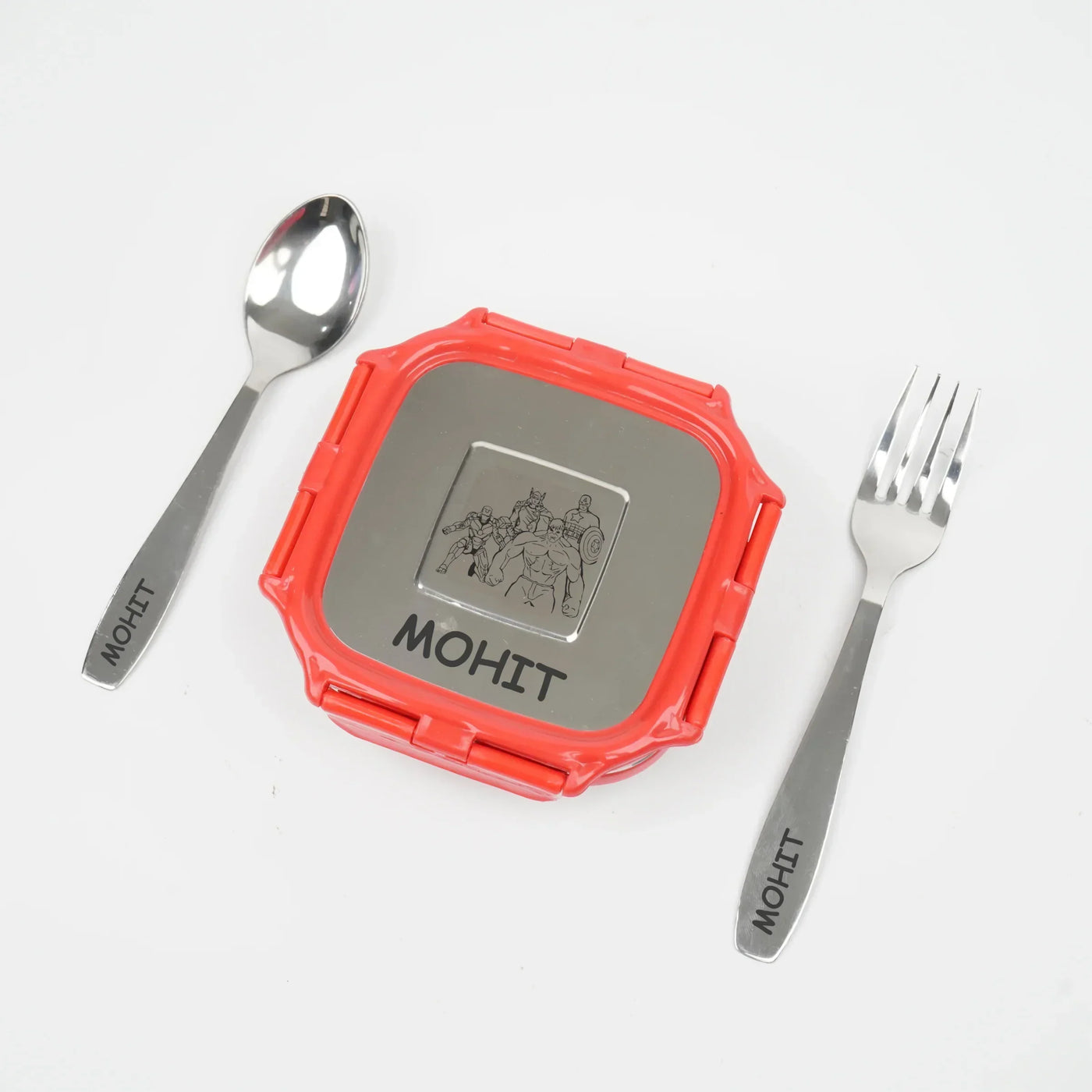 Personalised Engraved Tiffin Box Set - Medium - Red