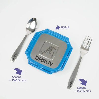 Personalised Engraved Tiffin Box Set - Medium - Blue
