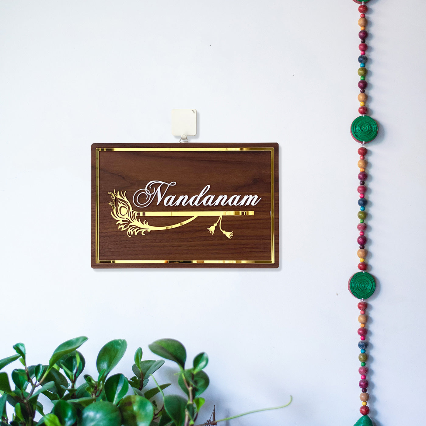 Personalised Krishna Wooden Nameplate